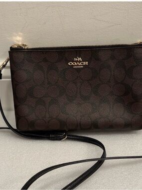 Coach Brown Signature Crossbody with Black Strap